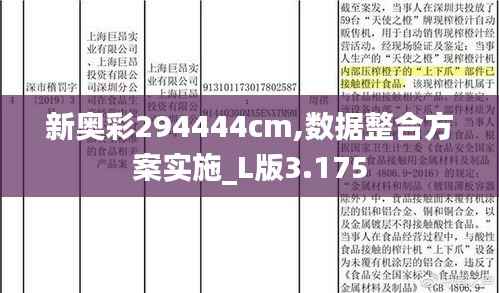 新奥彩294444cm,数据整合方案实施_L版3.175