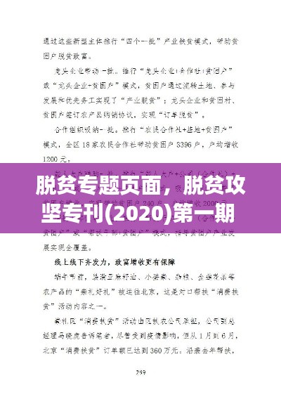 脱贫专题页面,脱贫攻坚专刊(2020)第一期