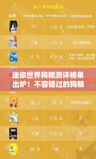 迷你世界狗粮测评榜单出炉!不容错过的狗粮排名指南