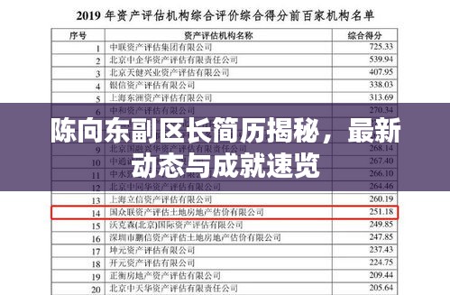 陈向东副区长简历揭秘,最新动态与成就速览